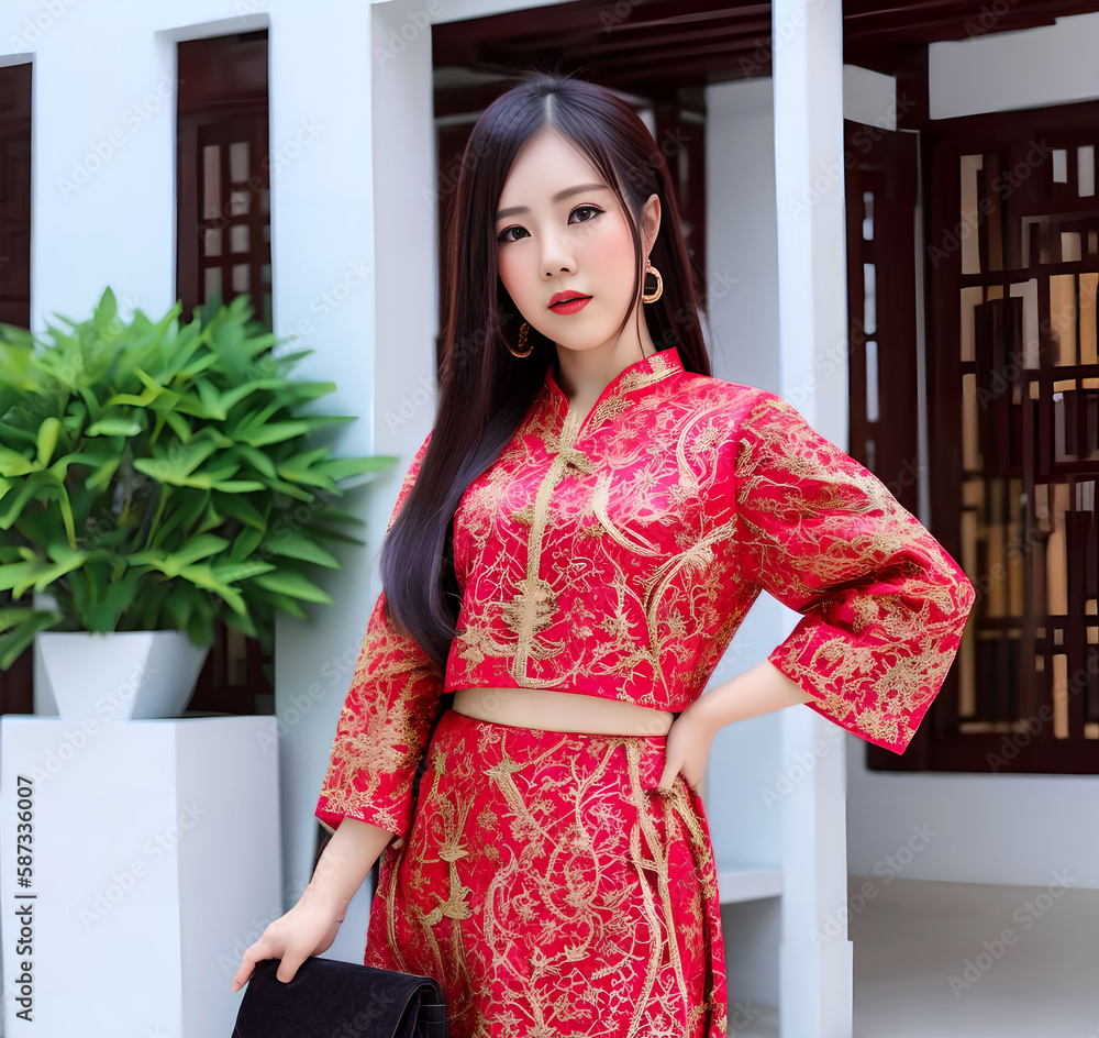 asian woman in chinese local outfit, generative art by A.I. asian woman in chinese local outfit, generative art by A.I.
