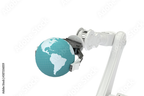 Vector image of machine holding globe