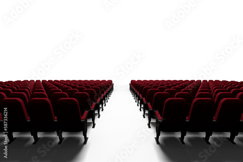 Composite image of empty red chairs