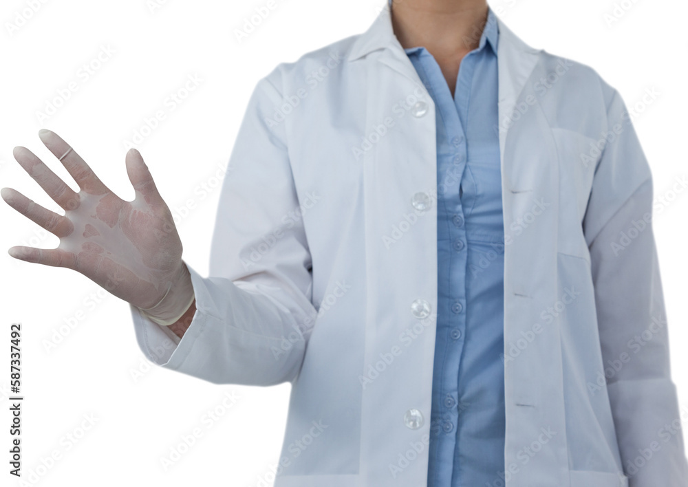 Midsection of female doctor using digital screen Midsection of female doctor using digital screen