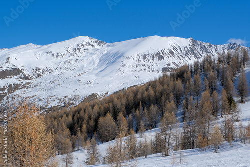 Beautiful backcountry skiing in Queyras, French Alps, France Europe