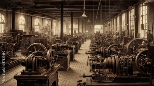 Photo Iron forges and steam engines: the industrial revolution's factory workers, gene