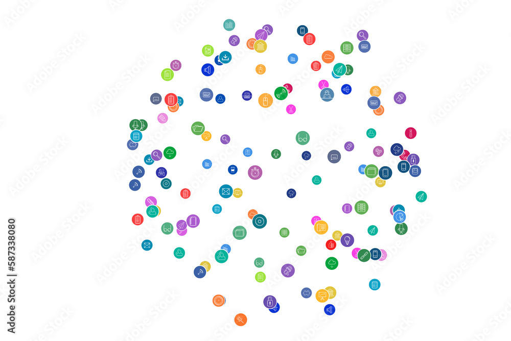 Circular multi colored computer icons