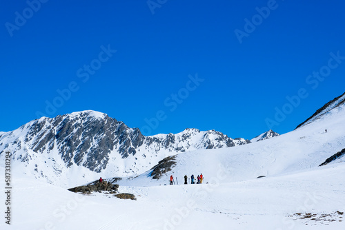 Beautiful backcountry skiing in Queyras, French Alps, France Europe