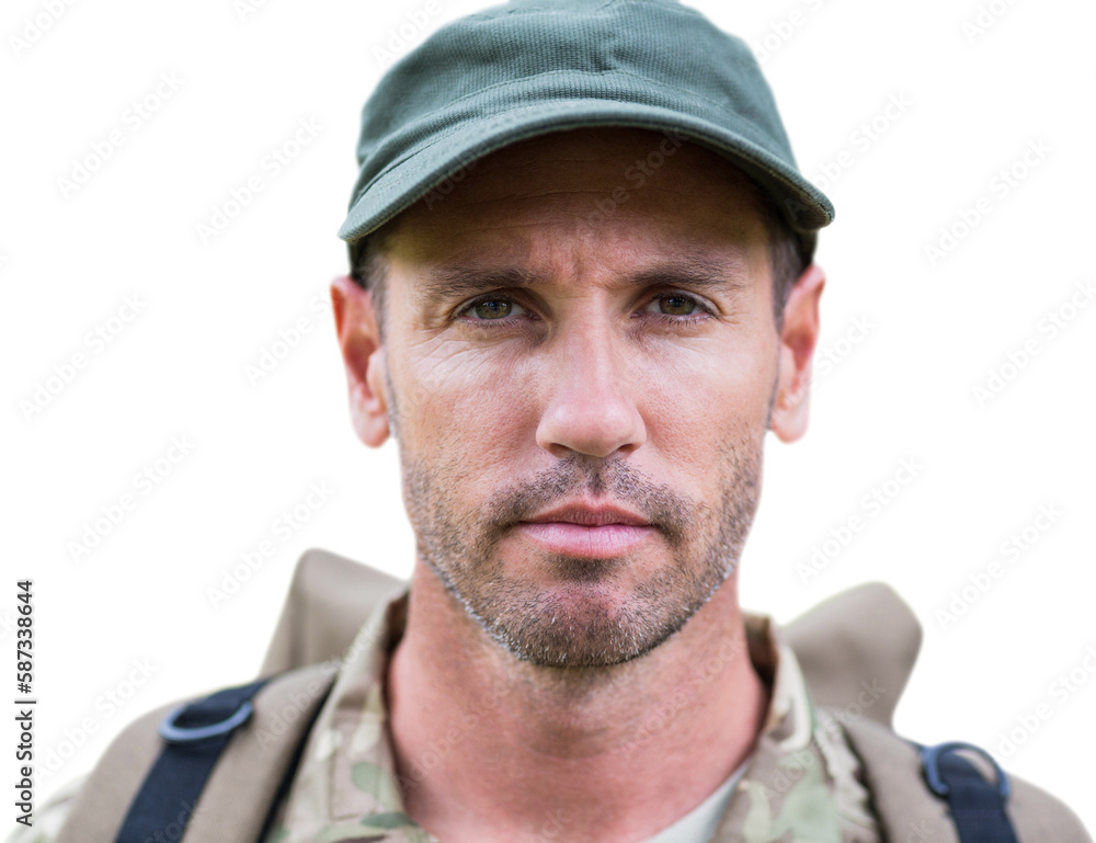 Close-up portrait of man in army clothing Close-up portrait of man in army clothing