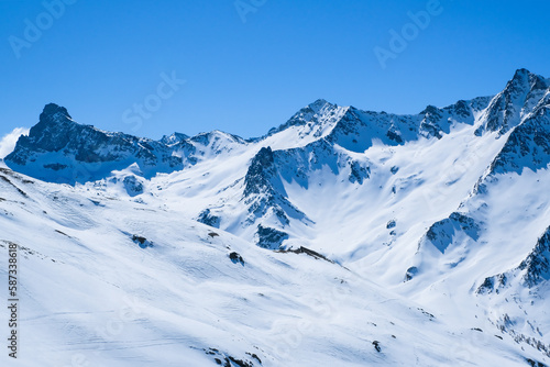 Beautiful backcountry skiing in Queyras, French Alps, France Europe
