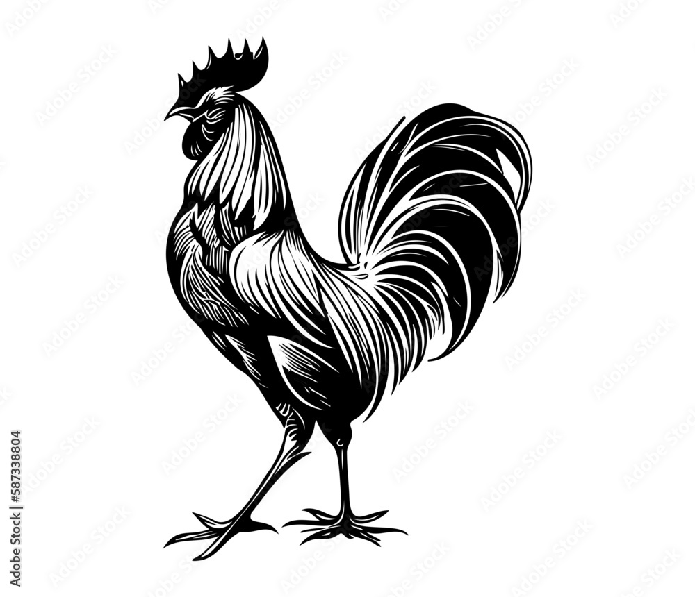 Chicken cock Rooster, Chickens roosters, Farm Animal illustration  - obrazy, fototapety, plakaty 
