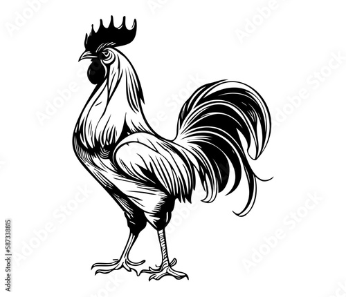 Stampa su tela Chicken cock Rooster, Chickens roosters, Farm Animal illustration