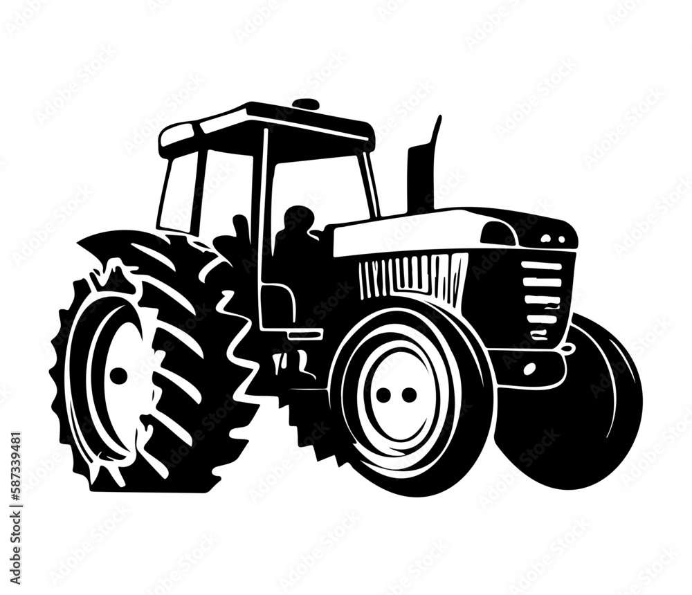 Obraz premium Modern Farm tractor Agricultural machinery illustration