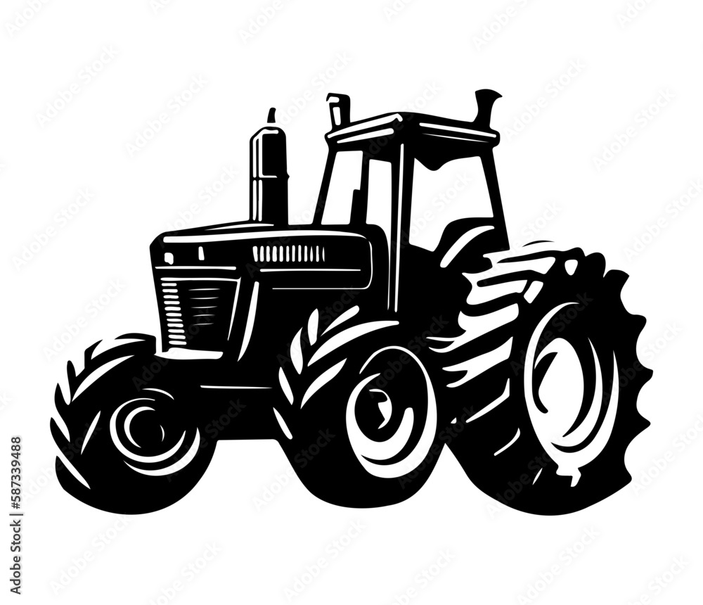 Obraz premium Modern Farm tractor Agricultural machinery illustration