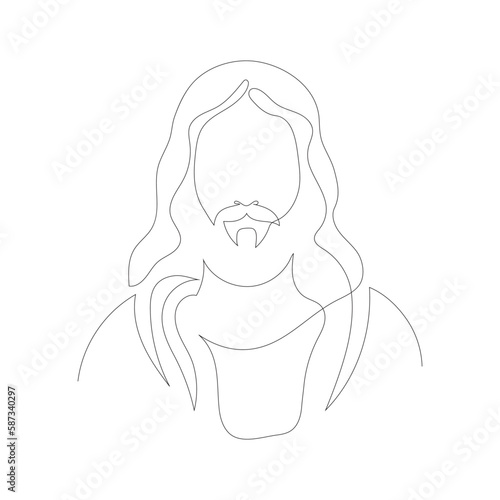 Continuous line drawing of Jesus Christ, son of God, biblical easter illustration. Vector illustration
