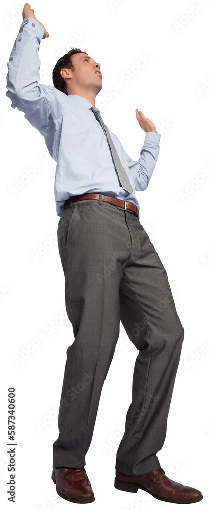 Businessman posing with hands up Businessman posing with hands up