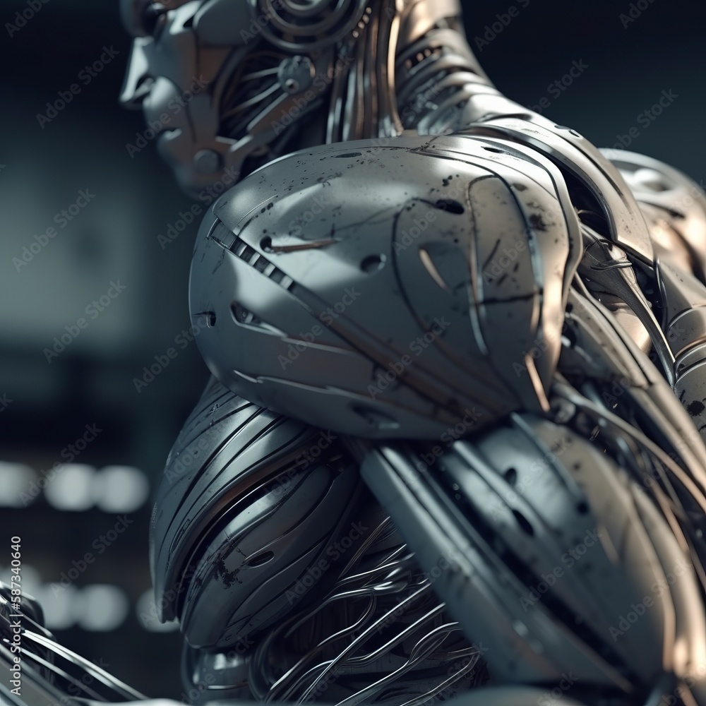 Fototapeta premium Bionic human robot Generative AI