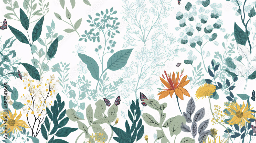 abstract floral botanical background with blank space for text generative ai abstract floral botanical background with blank space for text generative ai