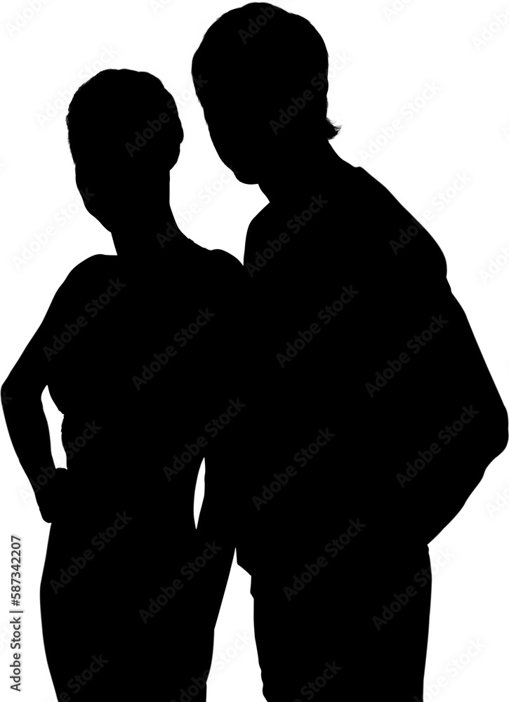 Silhouette friends with hands on hip Silhouette friends with hands on hip