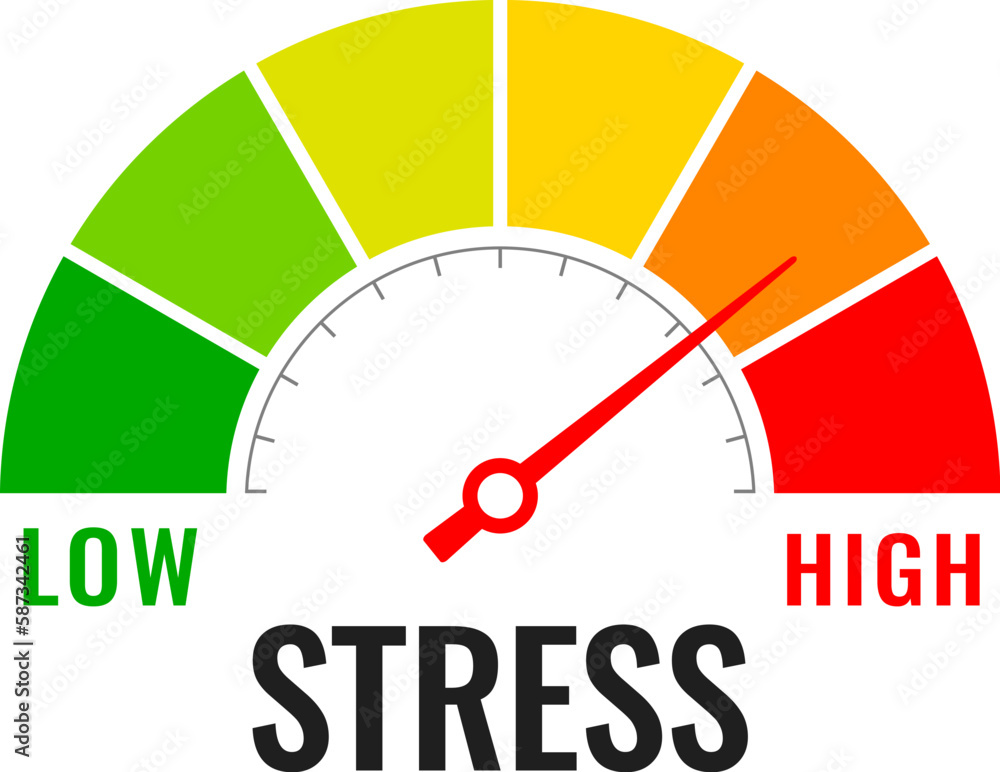 Stress level meter vector gauge over white background