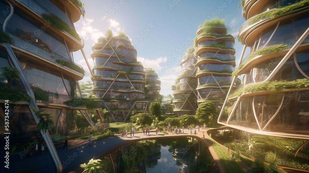 Step into a new world with a vision of sustainable living that blends cutting-edge technology and green energy!
Created using generative AI.