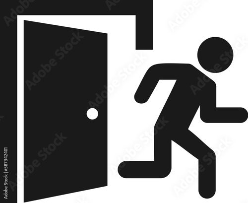 Door exit sign, escape vector pictogram