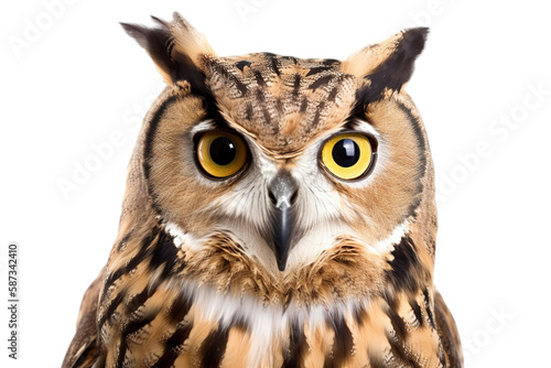Stunning Owl isolated on transparent background. PNG. Digital AI art photo