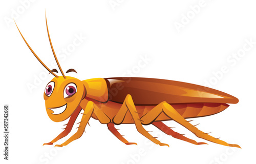 Cute cockroach cartoon illustration isolated on white background