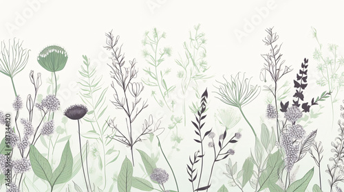 flowers with leaf botanical clean background generative ai © KWY