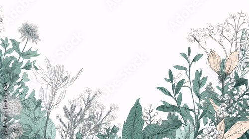 flowers with leaf botanical clean background generative ai