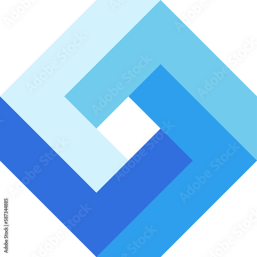 Impossible shape of loop cube. Optical illusion of infinity blue square. Vector illustration of 3d shape. 3d illusion geometric box for design graphic, logo, symbol, education or art