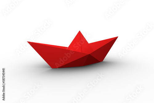 Free Download Red origami boat over white background - GFXLoad