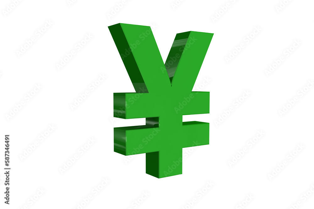 Illustration of green Yen symbol Illustration of green Yen symbol