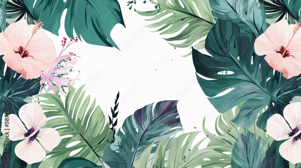 illustration of botanical plant leaves and flowers wallpaper great for post cards generative ai