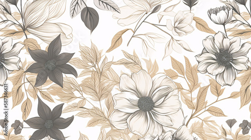 illustration of botanical plant leaves and flowers wallpaper great for post cards generative ai