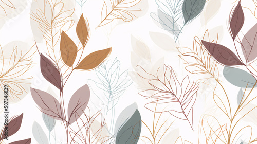 illustration of botanical plant leaves and flowers wallpaper great for post cards generative ai