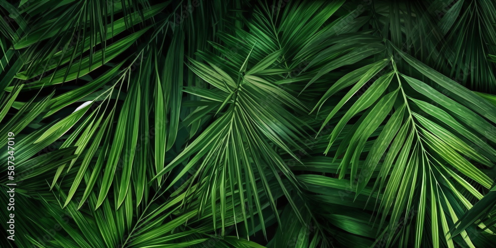 Tropische Blätter Hintergrund. Grüne Palmenblätter, Natur Hintergrund mit AI erstellt Tropische Blätter Hintergrund. Grüne Palmenblätter, Natur Hintergrund mit AI erstellt