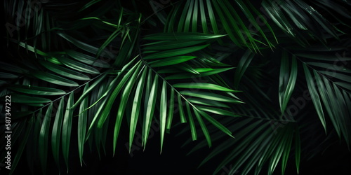 Tropische Blätter im Hintergrund. Grüne Palmblätter, Natur Hintergrund mit KI erstellt  © Marc Kunze