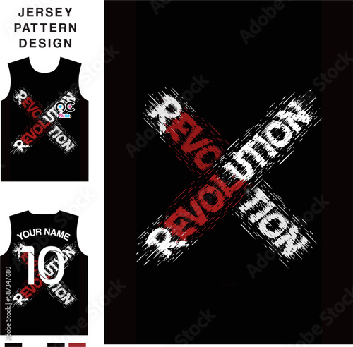Abstract revolution concept vector jersey pattern template for printing or sublimation sports uniforms football volleyball basketball e-sports cycling and fishing Free Vector.