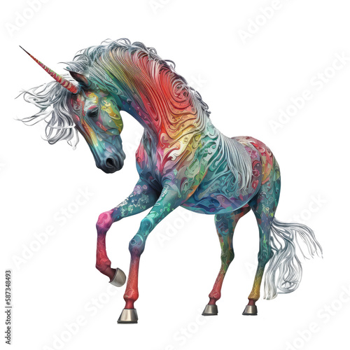 color unicorn isolated on white