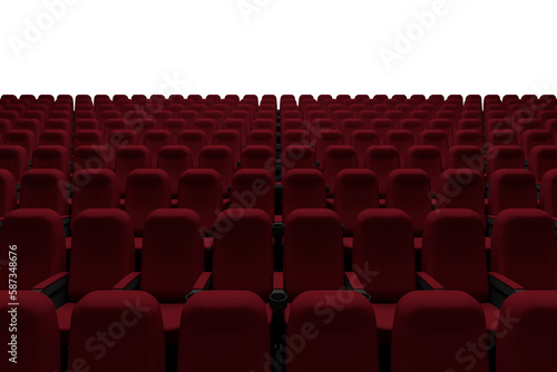 Red seats in empty movie theater