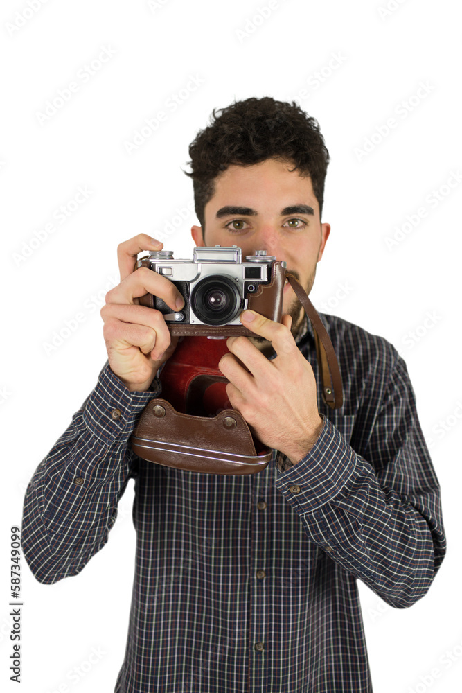 Casual man taking a photo Casual man taking a photo