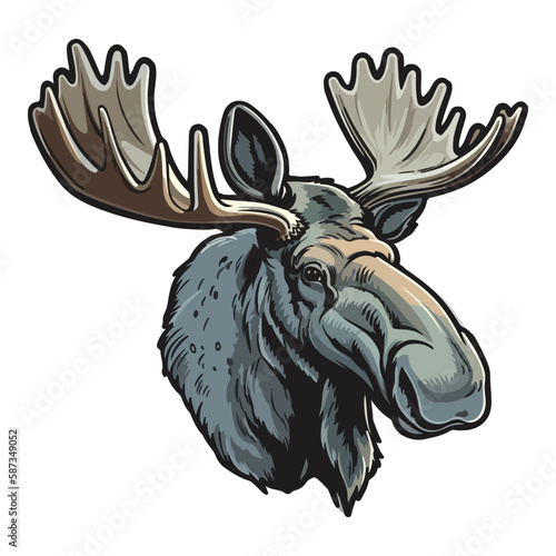 Moose Flat Icon Isolated On White Background