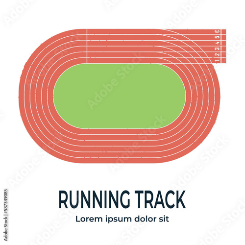 Running track, top view of sport stadium. Vector illustration.