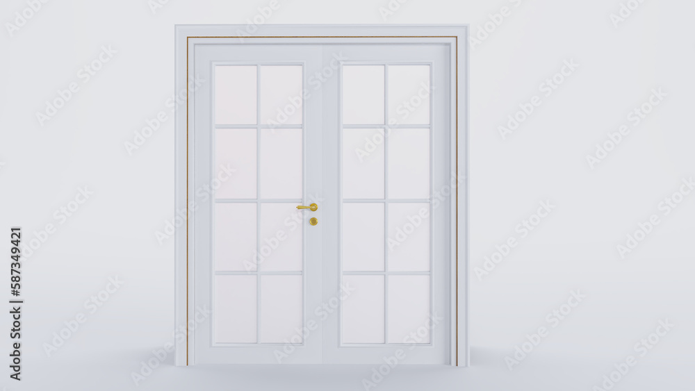 3D render of white door isolated on white background, 3D render of white door isolated on white background,