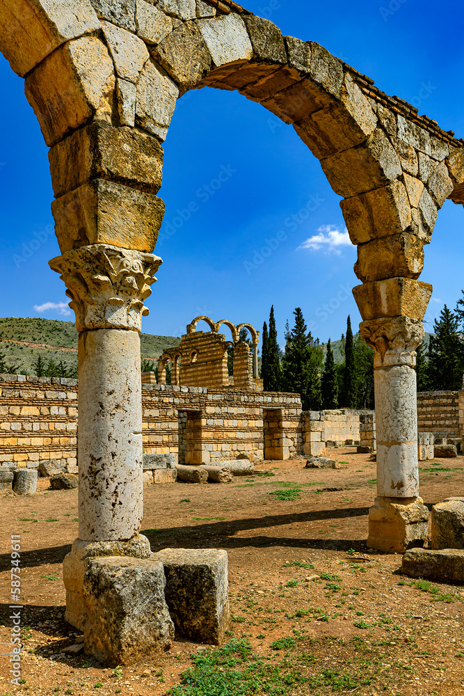 Lebanon. Anjar (UNESCO World Heritage Site), the Ummayad city. The Cardo Maximus (main street running South to North) and the Grand Palace in the background