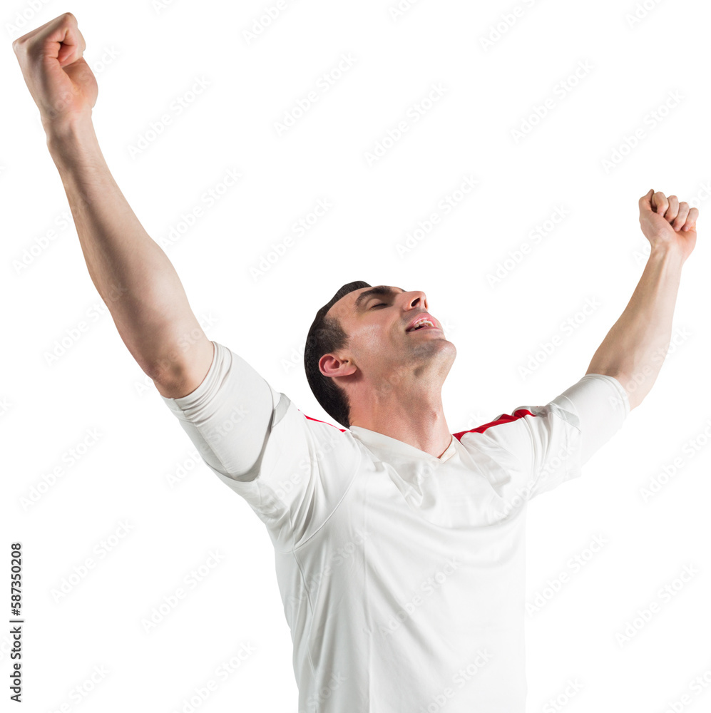Excited football fan cheering Excited football fan cheering