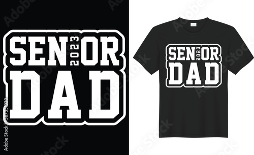Senior dad typography vector t-shirt design. Perfect for print items and bags, poster, gift, card, template, banner. Handwritten vector illustration. Isolated on black background.