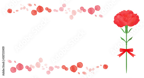 水彩絵の具タッチの赤いカーネーションの母の日のメッセージカード4