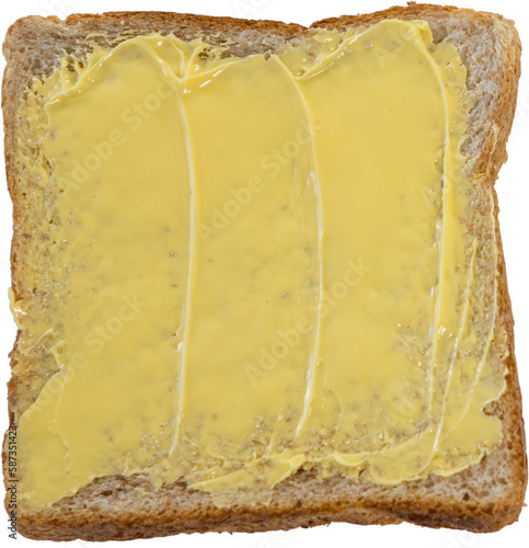 Butter on slice of bread