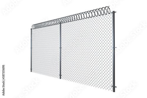 Chainlink fence by white background