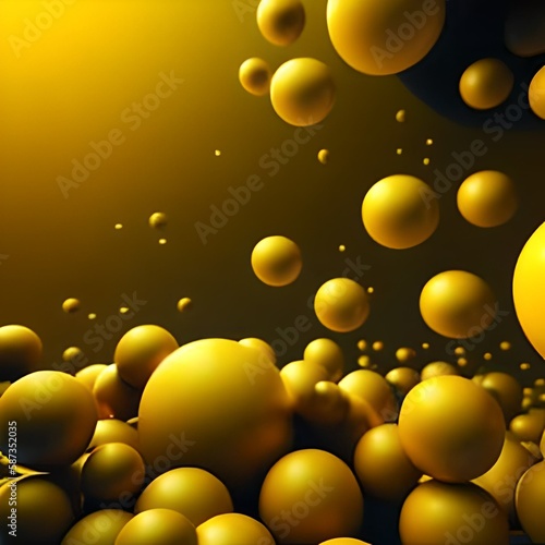 Abstract 3d render of composition with yellow spheres  modern background design
