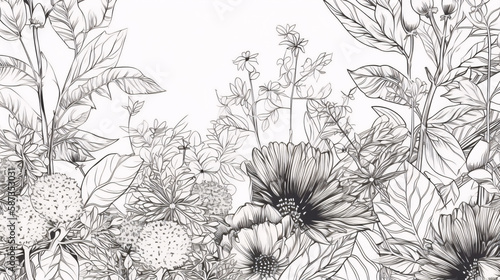 Ethereal Blooms: Graceful Spring Blossoms in a Botanical Fantasy generative ai © KWY