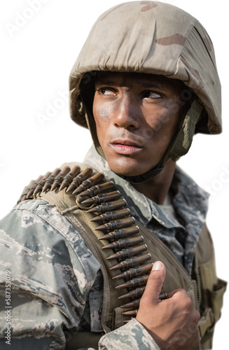 Portrait of military looking away 